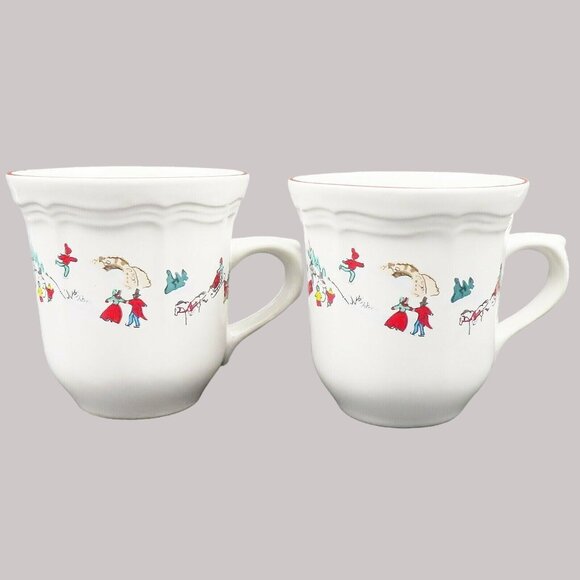 Farberware White Christmas Holiday Mugs Set Of 2 Katherine Babanovsky Design - Picture 1 of 12